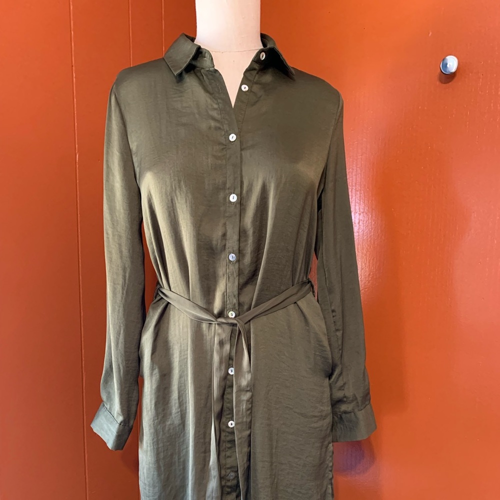 🪷Katsumi Olive Dress with Embroidery on Back